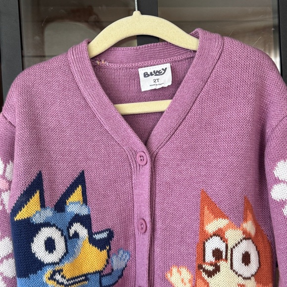 Zara Kids Bluey knit cardigan sweater bingo toddler girl lavender daisy flowers - Picture 3 of 4